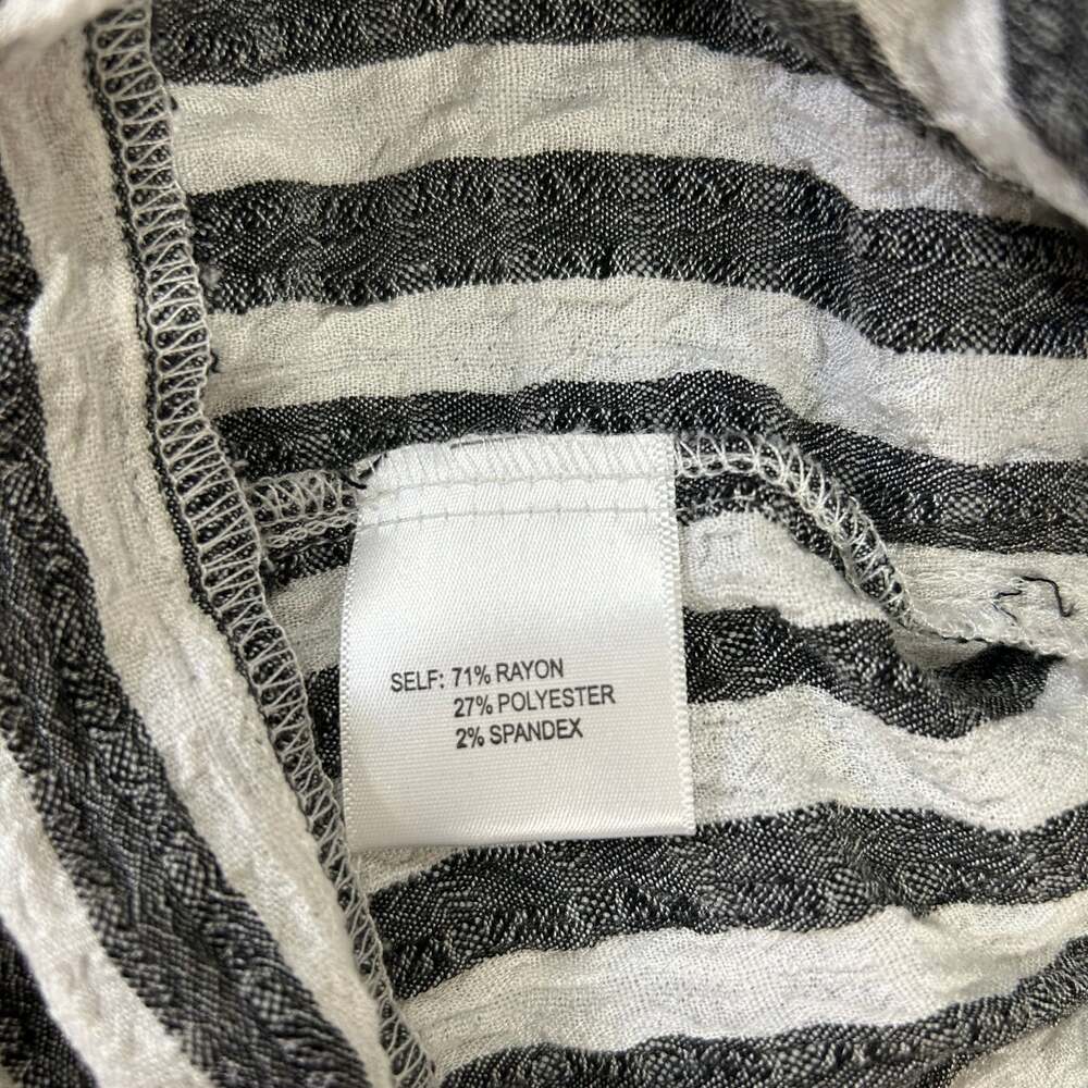 Jane & Delancey Black and White Striped Collared Button-Up Top Size XL - Picture 7 of 7